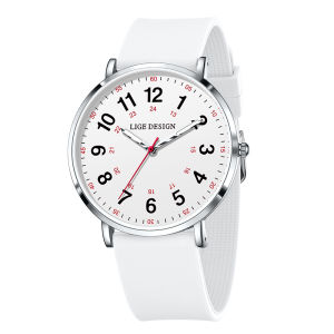 Lige Thời Trang Và Đồng hồ thạch anh giản dị Đồng Hồ Nam 100% Ban Đầu Không Thấm Nước đồng hồ dạ quang Phụ Nữ + Hộp