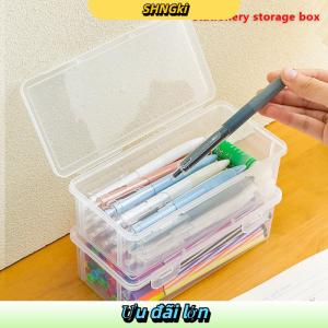 SHNGki 1PC công suất lớn nhựa hộp bút chì Stackable mờ rõ ràng bút chì Hộp văn phòng vật tư lưu trữ tổ chức hộp