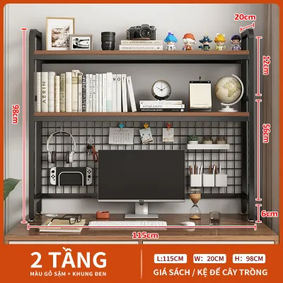 Giá Sách Kệ Sách Để Bàn Tích Hợp Lưới Treo Đồ Tiện Lợi Khung Thép Cacbon Chịu Lực Tốt Tiết Kiệm Không Gian