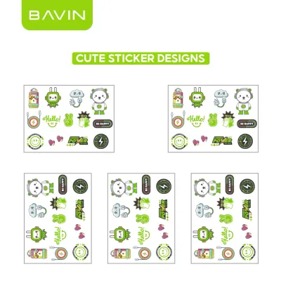 BAVIN Cute Cartoon Character Stickers Transparent DIY Decorative Sticker Suitable for Powerbank