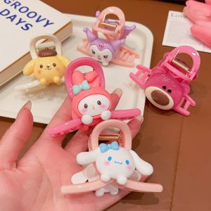 Kawaii Anime Sanrio Grip Clip Cartoon Sweet Kuromi Melody Cinnamoroll Hairpin Cute Back Head Spoon Hairpin Headwear Shark Clip