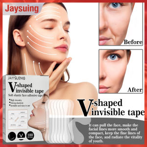 Jaysuing V Shaped Face Tape Lift Tools Face Label Lift Up Sticker Adhesive Tape Waterproof V Shape Breathable Makeup Adhesive Tape Invisible Lifting Tighten Chin Makeup Tool (100pcs/box)
