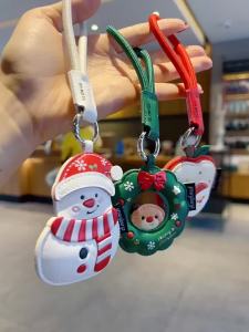 2026 Christmas PU Leather Keychain Cute Xmas Bag Pendant Couple Key Ring Holiday Small Gift