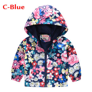 Rolanko 2-7 Years Windbreaker Jacket for Kids Boys Hooded Coat Flower Printing Toddler Children Students Waterproof Zip Cute Dust Coat Casual Daily Wear2026