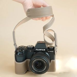 Roadfisher Vintage Genuine Real Leather Camera Bag Pouch Protect Case Cover Base Belt Strap For Fujifilm Fuji XS20 X-S20