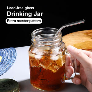 CROSSTO Glass Cup with Cover Mason Jar Latte Mug Couple Cups Coffee Cup Drinking Cup Glass Drinking Jar