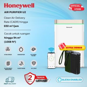 Honeywell Air Purifier For Home 6 Stage Filtration Covers 93m² PM 2.5 Level Display UV LEDWIFI H13 HEPA & Activated Carbon Filter removes 99.99% Pollutants Micro Allergens Air Touch - U2