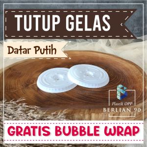 Tutup Gelas Datar Putih Tutup Cup Datar Lid Datar 10 12 14 16 OZ Higenis Murah