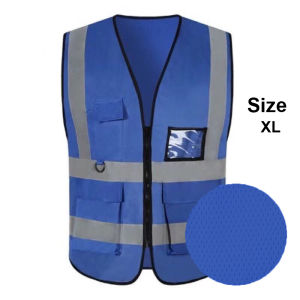 Safety Vest Reflective High Viz Reflective Vest Oxford Fabric Multi Pockets With Zipper Vest