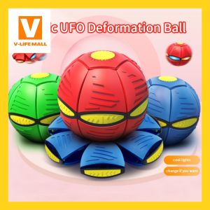 6 LED UFO Flying Ball Viral Flat Throw Disc Saucer With Light Magic Ball Toy Kid Outdoor Beach Game Childrens Sports 脚踩