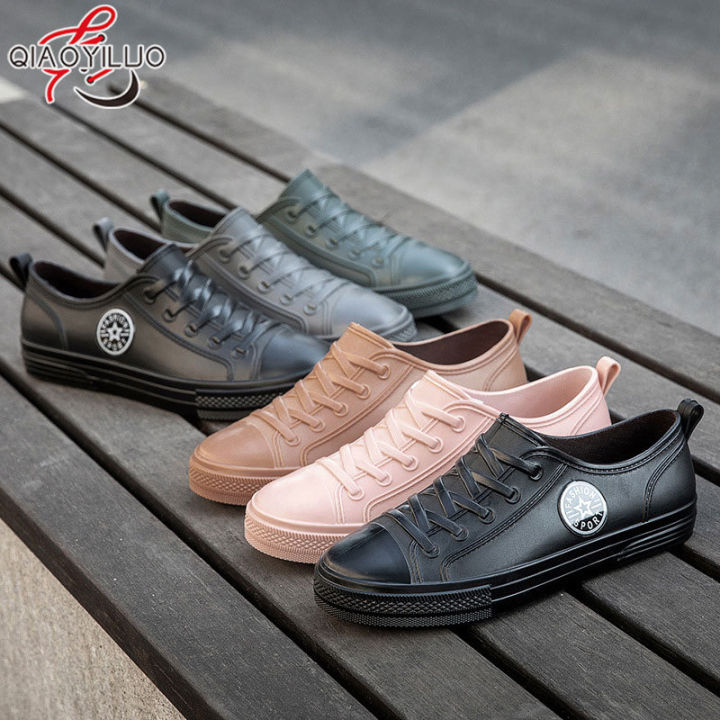 QiaoYiLuo Waterproof shoes for men and women Plus cotton rain