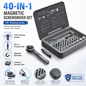 UNICORN Magnetic 40-In-1 Ratchet Screwdriver Set With 180° Ball-Joint Handle Portable Repair Tool Kit 1 Set