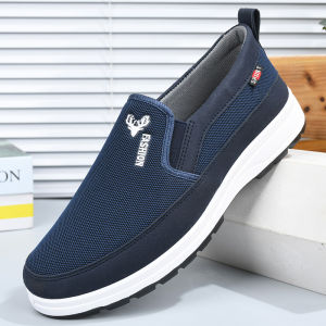 MenS Casual Slip-On Mesh Shoes Non-Slip Wear-Resistant Comfortable Breathable Lightweight Walking Shoes For Middle-Aged And Elderly Men