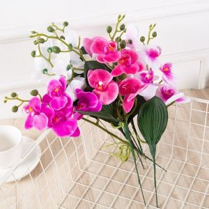 MKEB Real Touch Simulation Butterfly Orchid 4/12 Heads Silk Flower Artificial Phalaenopsis Bouquet 3D Photography Props Wedding Fake Flower Wedding Decoration