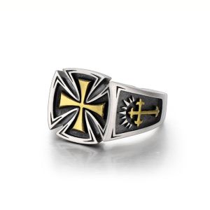 Multiple Models Vintage Personalized Thai Silver Cross Mens Adjustable Ring Trendy Fashion Jewelry