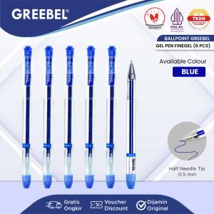 GREEBEL PULPEN GEL / Gel Pen Gp-506 Hi-tech Biru 0.3 (6PCS/SET) - Ballpen Gel Ballpoint Bolpen Bolpoin Pena Gel