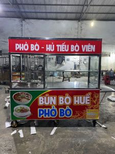 Tủ Trúng Bầy - Xe Bán Hàng - xe hủ tiếu inox dày dặn kèm nồi nấu nước lèo và trụng cơ khí Tân Ngọc Châu 0937.272.89