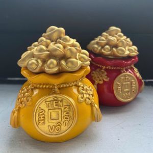 Hũ Đựng Vàng Tài Lộc TÚI THẦN TÀI May Mắn Đầu Năm Mới Hũ Đựng Muối Gạo Trang Trí Ban Thờ Bàn Làm Việc Decor Tết