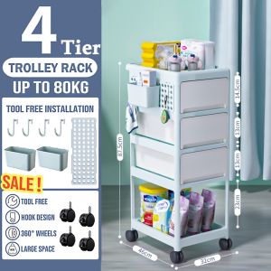 4 Layer Baby Trolley Cart Organizer with Wheels Drawer Storage Trolley Cart Storage Rack For Newborn Baby Utility Cart