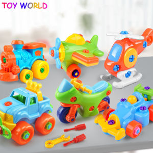 【Random Color】Cute Cartoon Educational Nut Assembling Disassembly Assembly Model Screwing Building Blocks Toys Motorcycle Car Assemble Construction Airplane Trains Mode Montessori Toys For Kids