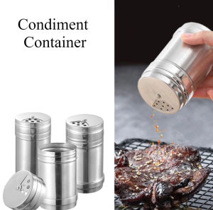 Stainless Steel Condiment Container Salt Shakers Spice Bottle With Lid For Seasoning Kitchen Storage