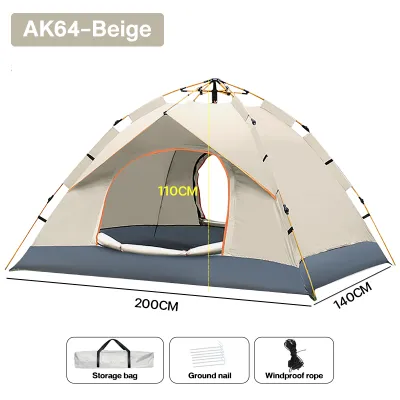 JMS 2/4/6Person Camping Tent Sunscreen Waterproof Tent Double Layer Outdoor Foldable Automatic Family Tent
