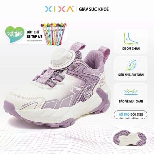 Giày Thể Thao Bé Gái HOBIBEAR GS8537G Khóa Xoay Thông Minh Đế EVA Chống Trượt Êm Nhẹ