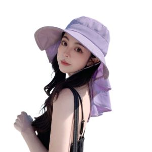 RGFV with Shawl Sunshade Bucket Hat with Ponytail Hole Big Bowknot Bow Sun Hat Fashion Adjustable Aiti UV Fishman Hat For Women