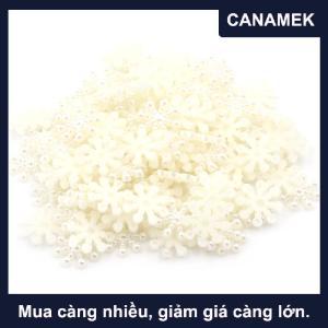 【CANAMEK】 100 × bông tuyết flatback ngọc trai embellishments giáng sinh Craft DIY công cụ