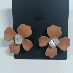 Fashionable Ring Gift  日韩时尚黑色花朵锆石耳钉气质高级感小众 新款爆款耳环女