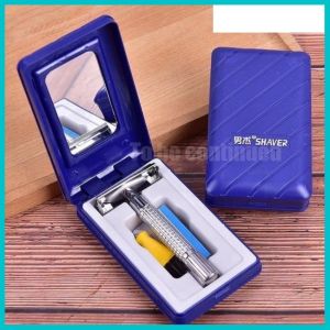 Dao Cạo Râu 2 Lưỡi Kèm Hộp Cao Cấp Tặng Kèm 1 Lưỡi Lam 1 Cọ Vệ Sinh Hộp Có Gương Tiện Dụng An Toàn Với Người Dùng