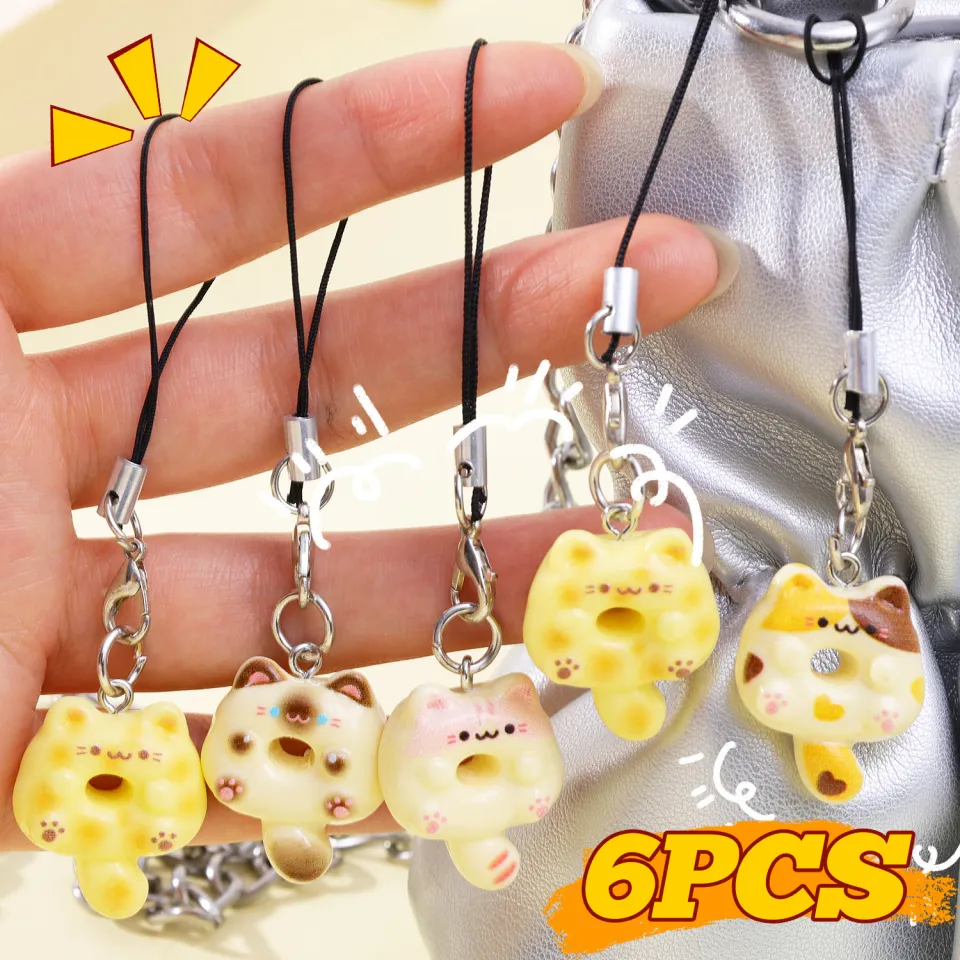 Cute Cartoon Cat Cookie Mobile Phone Case Strap Keychain Bag