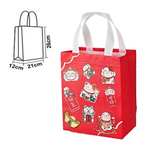 Ready Stock 10pcs Chinese New Year CNY Gift Bag Insulated Non-woven Take Away Bags Non Woven Goodies Bag Gift Bag Door gift 新年袋 环保袋 礼品袋 无纺布手提袋