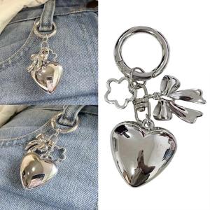 Hình trái tim Keychain Ba lô Bowknot tim Keyring quyến rũ Ba lô mặt dây chuyền thời trang DIY keyrings quà tặng bé gái