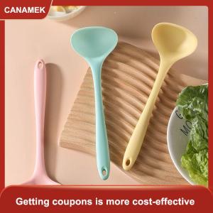 【CANAMEK 】 Silicone Soup Ladle Large Capacity Long Handle Ramen Spoon Non Slip Grip Kitchen Utensil for Soup Serving