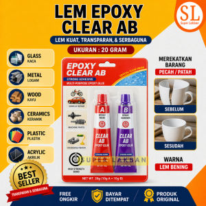 Lem AB Epoxy Clear 20gr / Penambal Knalpot Motor Bocor / Toren Pipa Air Rembes Rekat Kuat Penambal Besi Steel Metal Radiator Anti Bocor Metal Casting Glue
