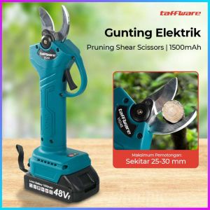 COD Taffware Gunting Taman Elektrik Pruning Shear Scissors 48Vf 1500mAh - VIO48 / gunting dahan elektrik wireless tanaman ranting paling lengkap pangkas pohon taman listrik serbaguna super tajam baterai isi ulang rekomended terbaik paling top tren viral