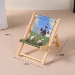 MEMGOUO Wooden Doll Chair Mobile Phone Holder Cotton Doll Beach Chair Props Mini Toy Model Mini Doll Accessories Summer Vacation
