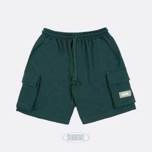 SERVENT - Celana Pendek Pria Cargo Fleece Boardshort Warna Hitam
