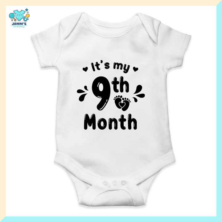 It's my 9th month Baby clothes months monthly milestone onesies for  newborn baby boy onesie for baby girl Infant clothes Damit ng baby  Month