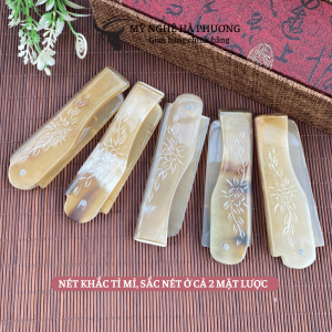 [HCM]Lược sừng gấp gọn (size: XS-9cm) màu trắng | Mỹ nghệ Hà Phương lược sừng chạm hoa văn