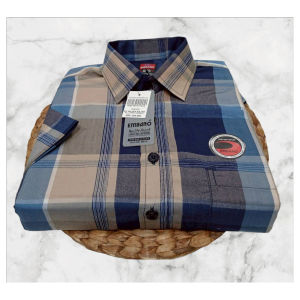 FZLh4 Kemeja Pria Katun Motif Kotak-Kotak Lengan Pendek Gaya Korea Size M L XL