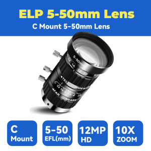 ELP CCTV C Mount 5-50mm Manual Zoom Lens Varifocal 12MP High quality  for ELP 48MP 12MP 5MP USB Cameras