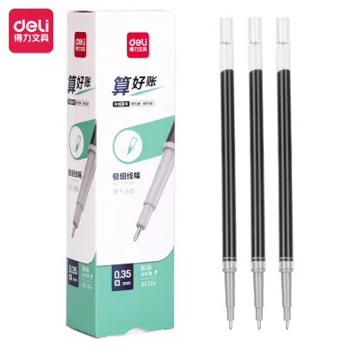 Deli Ballpen Press Gel Pen 0.35mm Full Needle Tube Black 1Pc EG122