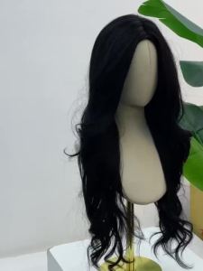 Elegant 32 Inch Black Curly Wave Wig for Women 150% Density Rose Net Cap Center Part No Bangs Fashionable Long Wig