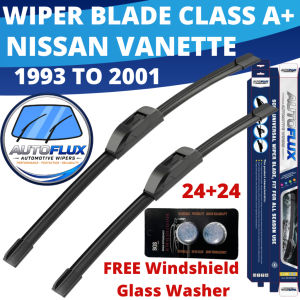 AutoFlux Wiper Blade Class A+ Nissan Vanette 1993 o 2001  FREE Windshield Glass Washer  Set 24+24