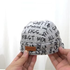 Spring Autumn Baby Cotton Beanie Cap Letter Print Infant Toddler Pirate Hat Fashion Streetwear Baby Boy Girl Dome Brimless Hats