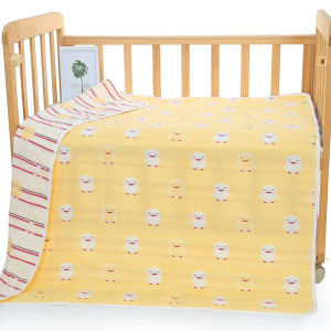 Chăn Mền Cotton nguyên chất mềm mại 6 lớp họa tiết xinh xắn cho bé 110 x 110cm