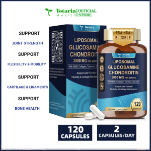 Totaria Liposomal Glucosamine Chondroitin MSM Collagen | FSA-HSA Eligible | Joint Support Supplement 3000 mg Bone Support Flexibility & Cartilage Maintenance for Men & Woman Supplement Non-GMO