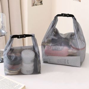 STARGOODS Mesh Cosmetic Container Portable Lightweight Travel Toiletry Bag Casual Handle Lipstick Makeup Organizer Data Cable Storage